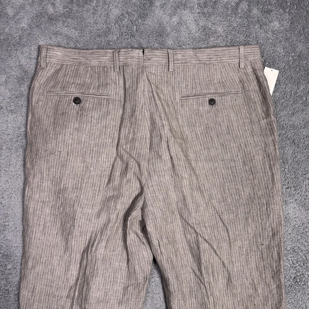Baird McNutt Linen Pants Men 36x30 Murano 100% Linen Trouser Striped Chino